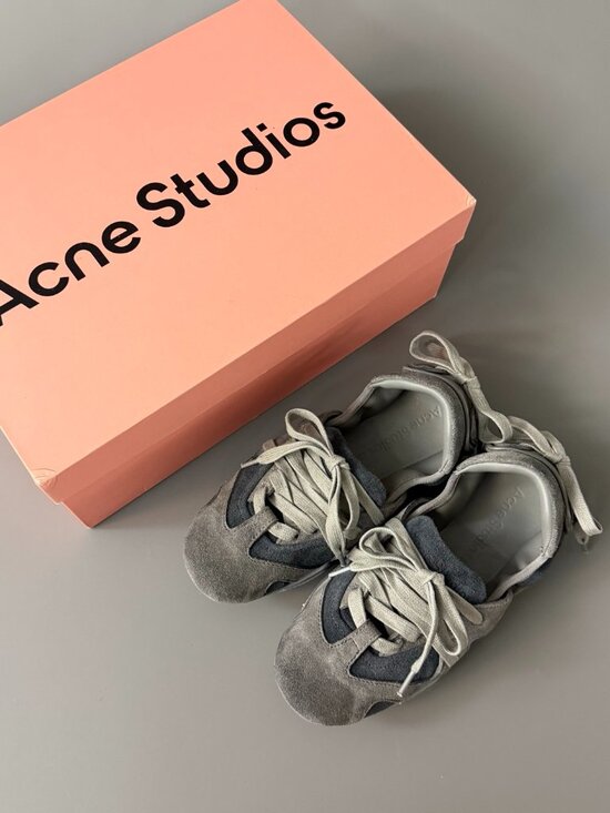 Acne Studios Shoes - Acne Studios Silver Crinkled Ballet-Style German Army Trainers